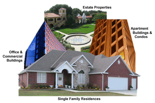 Estate Properties, Apartment Buildings and Condos, Office Buildings and Single Family Residences